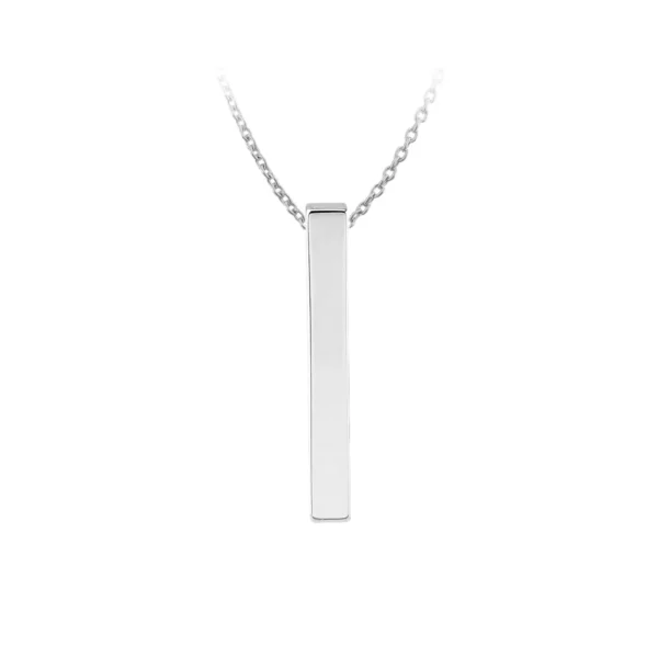 Collier barre verticale en acier inoxydable argenté – Image 2