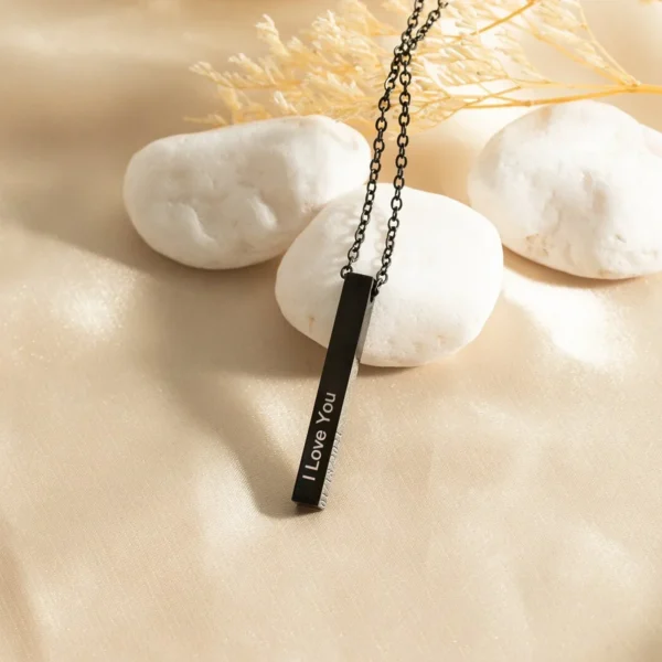 Collier barre verticale en acier inoxydable noir