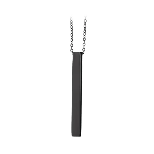 Collier barre verticale en acier inoxydable noir – Image 3